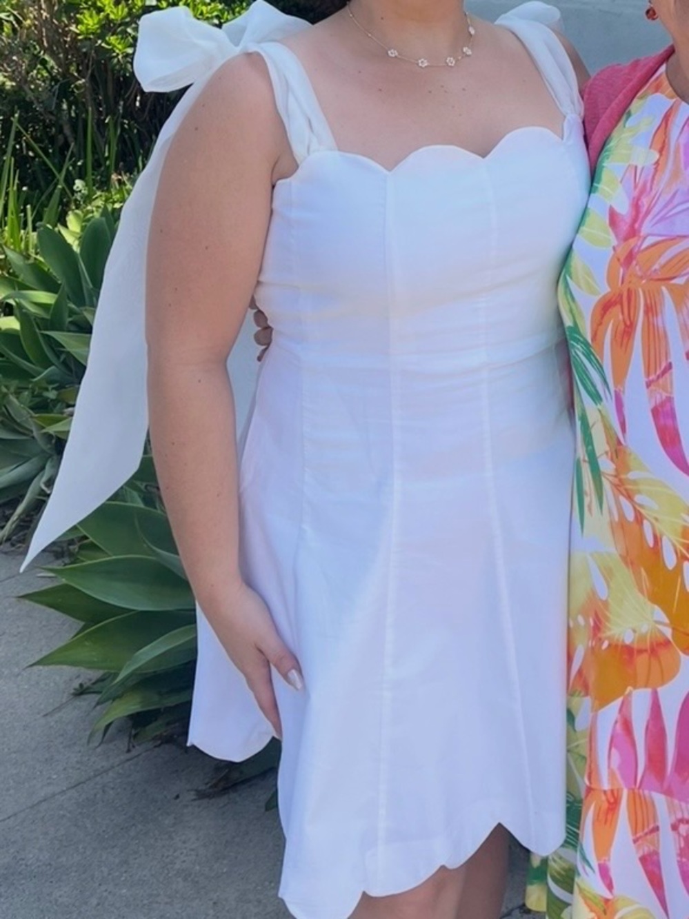 BHLDN White Scalloped Mini Dress with Shoulder Bows - Picture 14 of 14
